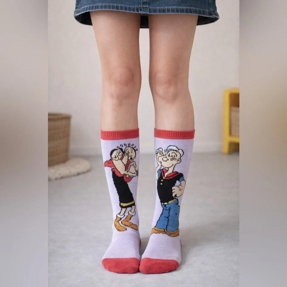 Popeye  Character Socks with‎ Red Trim